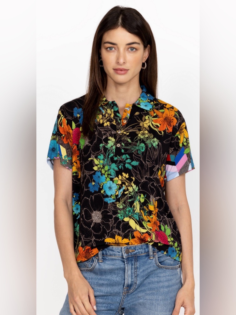 Johnny Was Nero Sequence Short Sleeve Polo Tee
